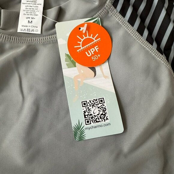 Charm Leaks long sleeve Rash Guards swim shirt UV swimsuit in gray -M - Picture 5 of 7